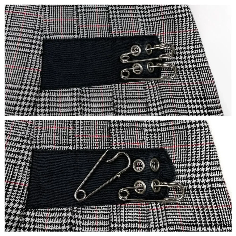 Y2K Serious Los Angeles Plaid Houndstooth Mini Skirt Small Vintage LA Clothing